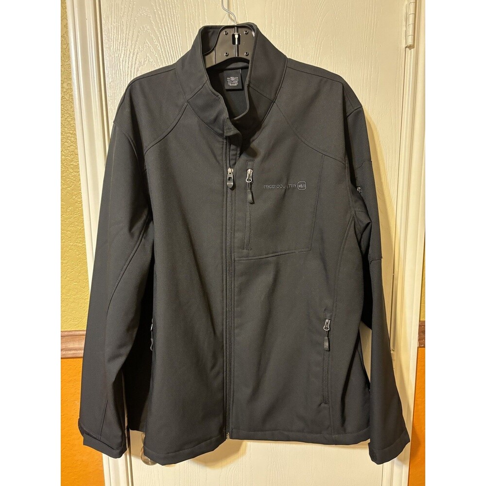 Free Country Men's Jacket XXL Black Fleece Lined Full Zipper Coat Zip Pockets